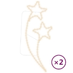 Stringhe Luci a Forma di Stella 2pz Bianco Caldo 125,5x53x4,5cm