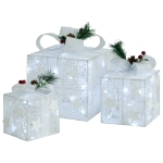 Scatole Regalo Decorative Natale 3pz Bianche da Esterno Interni