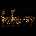 Decorazione Natale Famiglia di Renne 90 LED Bianco Caldo Rattan