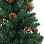 Albero di Natale Sottile Preilluminato Palline Verde 150 cm PVC