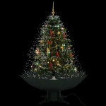 Albero di Natale con Neve e Base a Ombrellone Verde 140 cm