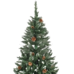 Albero di Natale Artificiale Pigne e Brillantini Bianchi 210 cm