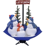 Albero di Natale con Nevicata e Base ad Ombrello Blu 170 cm PVC