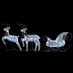 Renne e Slitta di Natale Decorazione Esterni 100 LED Bianco