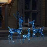 Famiglia di Renne di Natale 300 LED Blu in Acrilico