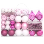 Set Addobbi di Natale 108 pz Bianco e Rosa