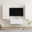 Set Mobile TV 3 pz Bianco Lucido in Truciolato