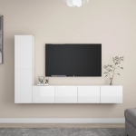 Set Mobili TV 4 pz Bianco Lucido in Truciolato