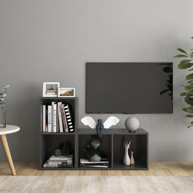 Mobili TV 2 pz Grigi 72x35x36,5 cm in Truciolato