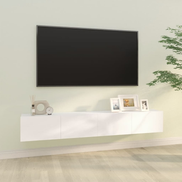 Mobili TV da Parete 2 pz Bianchi 100x30x30 cm Legno Multistrato