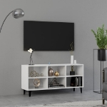 Mobile TV con Gambe in Metallo Bianco Lucido 103,5x30x50 cm