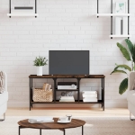 Mobile TV Rovere Fumo 100x35x45 cm in Legno Multistrato e Ferro