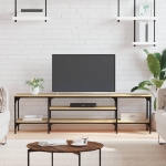 Mobile TV Rovere Sonoma 161x35x45 cm Legno Multistrato e Ferro