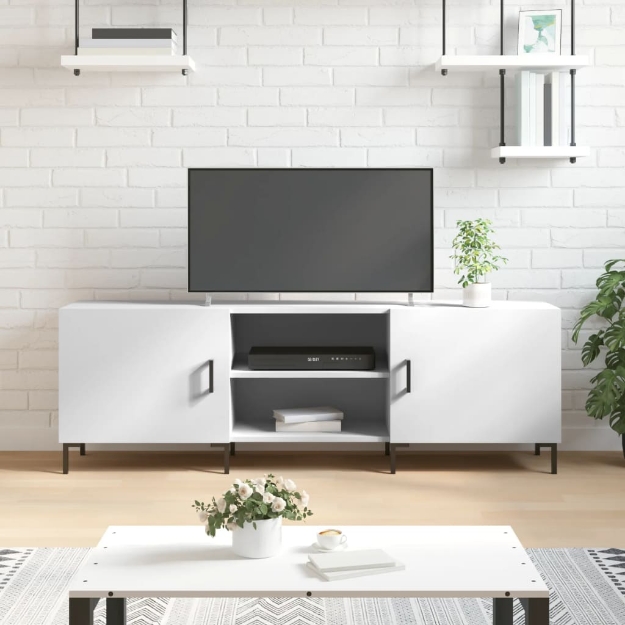 Mobile Porta TV Bianco 150x30x50 cm in Legno Multistrato