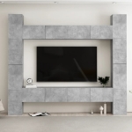 Set Mobili Porta TV 8pz Grigio Cemento in Legno Multistrato