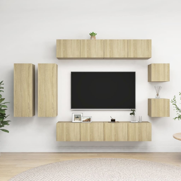 Set Mobili TV 8 pz Rovere Sonoma in Truciolato