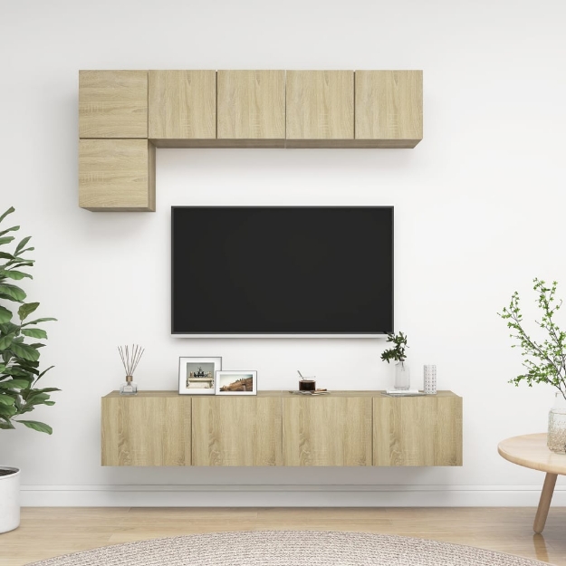 Set Porta TV 5 pz Rovere Sonoma in Truciolato