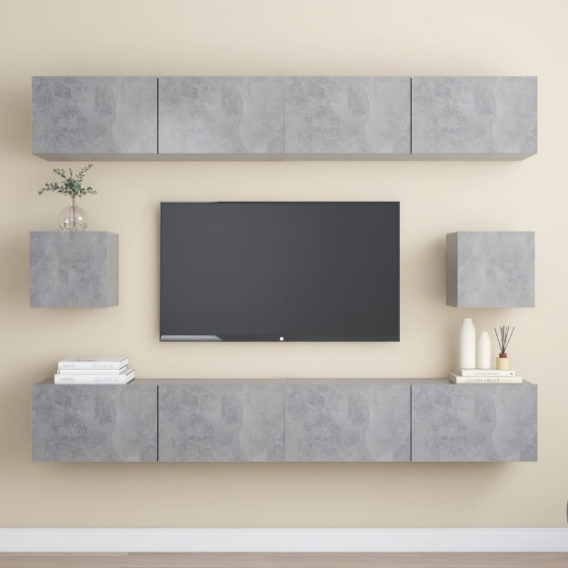 Set Mobili TV 6 pz Grigio Cemento in Truciolato