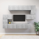 Set Porta TV 10 pz Grigio Cemento in Truciolato