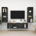 Set Porta TV 3 pz Grigio in Truciolato