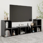 Set Mobili TV 6 pz Grigio Lucido in Truciolato