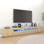 Mobile Porta TV con Luci LED Rovere Sonoma 260x35x40 cm