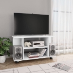 Mobile TV con Ruote Bianco 80x40x40 cm in Legno Multistrato