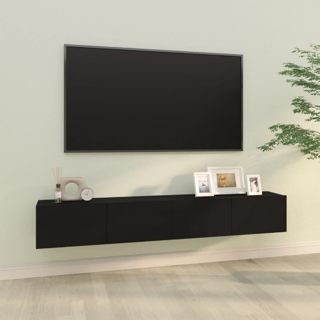 Mobili TV da Parete 2 pz Neri 100x30x30 cm Legno Multistrato