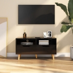 Mobile Porta TV Nero Lucido 90x40x48,5 cm Legno Multistrato