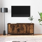 Mobile TV con Ante Rovere Fumo 102x35x45 cm Legno Multistrato