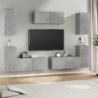 Set di Mobili Porta TV 7 pz Grigio Cemento in Legno Multistrato