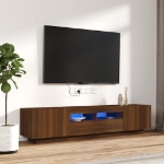 Set Mobili TV 2pz con Luci LED Rovere Marrone Legno Multistrato