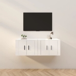 Mobili Porta TV a Parete 2 pz Bianco Lucido 57x34,5x40 cm
