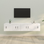 Set di Mobili Porta TV 4 pz Bianco Lucido in Legno Multistrato