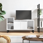 Mobile Porta TV Bianco Lucido 100x35x55 cm in Legno Multistrato