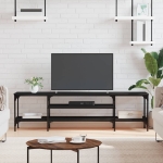 Mobile Porta TV Nero 161x35x45 cm in Legno Multistrato e Ferro