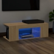 Mobile Porta TV con Luci LED Rovere Sonoma 90x39x30 cm