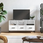 Mobile Porta TV Bianco Lucido 102x36x50 cm in Legno Multistrato