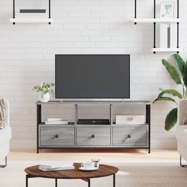 Mobile TV Grigio Sonoma 102x33x45 cm Legno Multistrato e Ferro