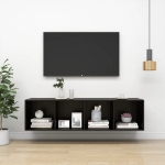 Mobile TV da Parete Nero 37x37x142,5 cm in Legno Multistrato