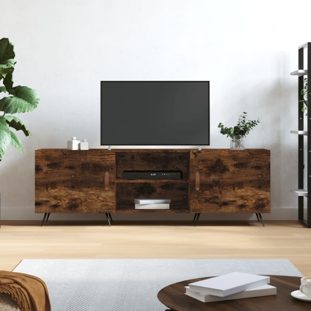 Mobile Porta TV Rovere Fumo 150x30x50 cm in Legno Multistrato