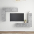 Set Porta TV 4 pz Grigio Cemento in Truciolato