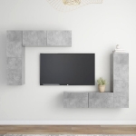 Set Porta TV 4 pz Grigio Cemento in Truciolato