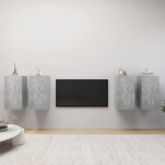 Mobili TV Grigio Cemento 4 pz 30,5x30x60 cm in Truciolato