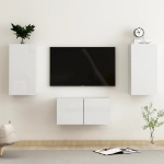 Set Mobili TV 3 pz Bianco Lucido in Truciolato