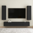Set Mobili Porta TV 4 pz Nero in Legno Multistrato