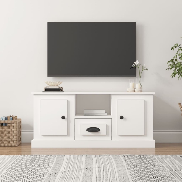 Mobile Porta TV Bianco 100x35,5x45 cm in Legno Multistrato