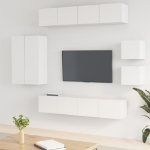 Set Mobili Porta TV 8pz Bianco in Legno Multistrato