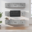 Set Mobili Porta TV 8pz Grigio Cemento in Legno Multistrato