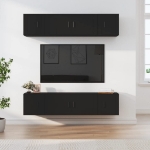 Set Mobili Porta TV 6 pz Nero in Legno Multistrato